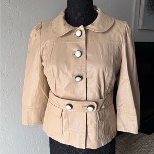 Authentic Prada cream luxury leather jacket with Buttons size 44 (S-M) NWT